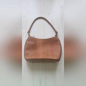 Patricia Nash Castelli Tan Woven Leather Shoulder Bag